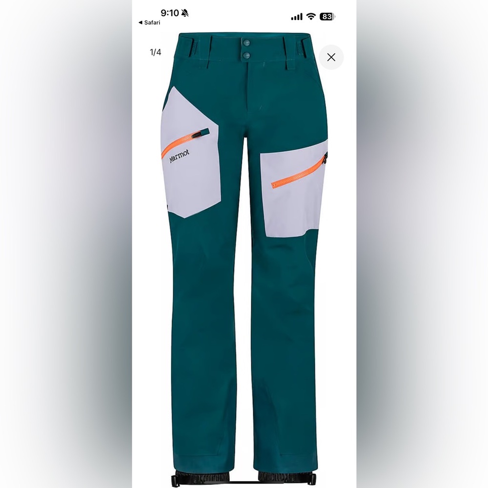 Marmot Women's Teal and Purple/Gray Ski Pants